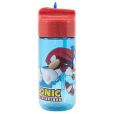 Stor Plastová láhev s výsuvnou brčkem JEŽKO SONIC, Transparent Tritan, 430ml, 40536