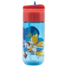 Stor Plastová láhev s výsuvnou brčkem JEŽKO SONIC, Transparent Tritan, 430ml, 40536