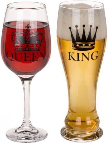 Zdravíčko Boskovice Sklenice pro pár King a Queen, 600 ml a 430 ml