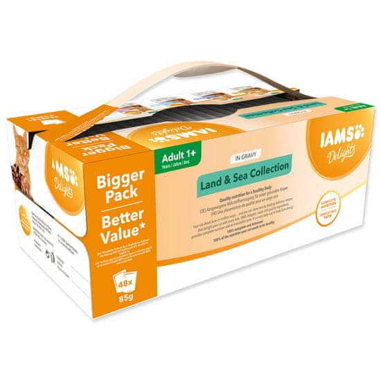 IAMS Kapsičky IAMS Delights mořské a suchozem. maso v omáčce multipack (48x85g) 4080 g