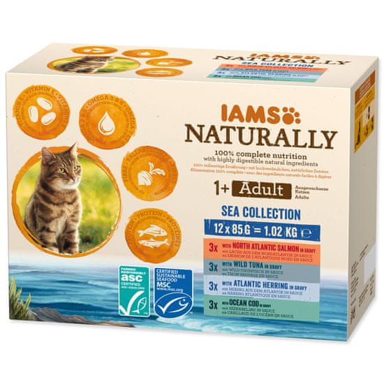 IAMS Kapsičky IAMS Naturally mořské maso v omáčce multipack (12x85g) 1020 g