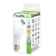 LUMILED 3x LED žárovka E27 A60 10W = 75W 1055lm 3000K Teplá bílá 200° se senzorem pohybu a soumraku