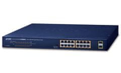 GSW-1820HP PoE switch, 16x1Gb + 2x SFP 1Gb, PoE 802.3at 30/240W, VLAN, extend mód 10Mb-250m, 802.3az