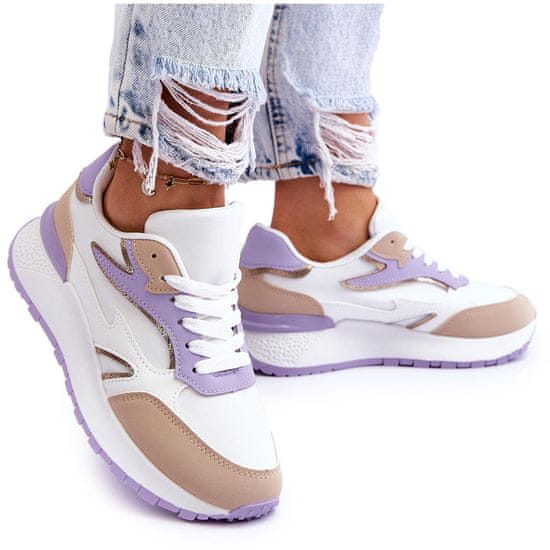 Sportovní boty na platformě bílé a fialové