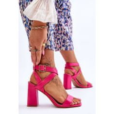 Elegantní sandály na podpatku fuchsiové barvy velikost 36