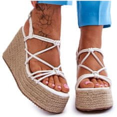 Módní pletené kotníkové sandály White velikost 40