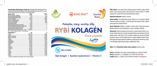 Swedish Nutra Collagen 10 000 Pure Peptide hydrolizovaný rybí kolagén 500 ml Sladidla: cyklamát a sacharin a bylinky