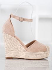Amiatex Designové dámské lodičky hnědé na klínku + Ponožky Gatta Calzino Strech, odstíny hnědé a béžové, 40