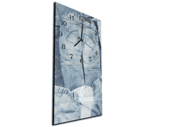 Glasdekor Nástěnné hodiny 30x60cm kalhoty modré jeans - Materiál: kalené sklo