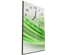 Glasdekor Nástěnné hodiny 30x60cm vector zelená vlna - Materiál: kalené sklo