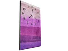 Glasdekor Nástěnné hodiny 30x60cm malované fialové odstíny - Materiál: kalené sklo