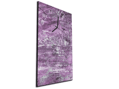 Glasdekor Nástěnné hodiny 30x60cm textura fialová omítka - Materiál: kalené sklo