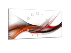 Glasdekor Nástěnné hodiny 30x60cm abstrakt temně červená vlna - Materiál: kalené sklo