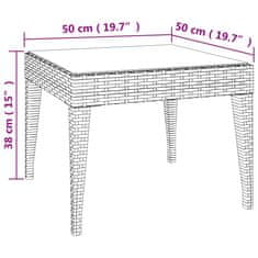 Greatstore Odkládací stolek černý 50 x 50 x 38 polyratan a tvrzené sklo