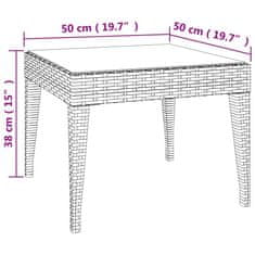 Vidaxl Odkládací stolek černý 50 x 50 x 38 polyratan a tvrzené sklo