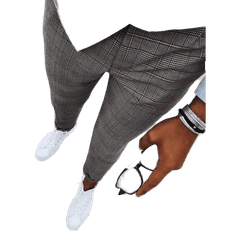 Dstreet Pánské kostkované kalhoty chinos SIMPLY světle šedé ux3958 s30