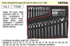 YATO Klíče očkoploché sada 25 kusů 6-32mm CrV Yato