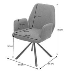 MCW Jídelní židle H71, kuchyňská židle křeslo židle, otočná automatická poloha látka/textil ocel ~ tmavě šedá