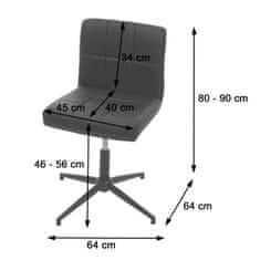 MCW Jídelní židle Kavala II, kuchyňská židle, výškově nastavitelný otočný mechanismus ~ látka/textil tmavě šedá, černá podnož