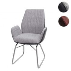 MCW Jídelní židle G73, kuchyňská/houpací židle, houpací funkce tkanina imitace kůže kartáčovaná nerezová ocel ~ šedá