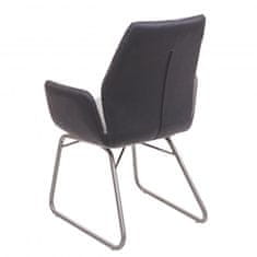 MCW Jídelní židle G73, kuchyňská/houpací židle, houpací funkce tkanina imitace kůže kartáčovaná nerezová ocel ~ šedá