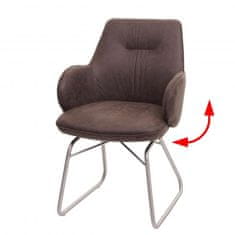 MCW Jídelní židle G72, kuchyňská židle, houpací židle, látka/textil kartáčovaná nerezová ocel ~ hnědá