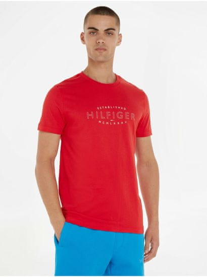Tommy Hilfiger Červené pánské tričko Tommy Hilfiger