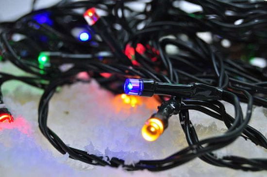Solight LED světýlek vytvoří vánoční zázrak. LED venkovní vánoční řetěz, 30m dlouhý, vícebarevný.