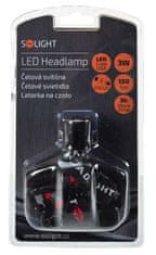 Solight čelová LED svítilna, 3W Cree LED, černočervená, 3 x AAA