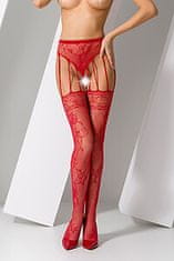 Passion Passion Stockings S016 (Červená), sexy punčocháče s průstřihem