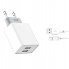 XO Síťová nabíječka 2x USB 2,4A + mikrokabel, L65 bílá