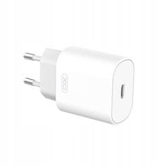 XO Síťová nabíječka USB-C PD 25W USB-C kabel 1m, GSM114398 bílá