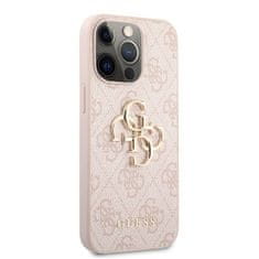 Guess  PU 4G Metal Logo Zadní Kryt pro iPhone 13 Pro Pink