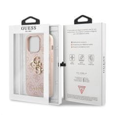 Guess  PU 4G Metal Logo Zadní Kryt pro iPhone 13 Pro Pink