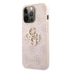 Guess  PU 4G Metal Logo Zadní Kryt pro iPhone 13 Pro Pink