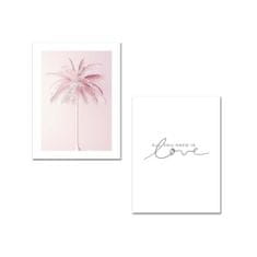 Wallity Sada obrazů PINK PALM 30 x 40 cm 2 kusy