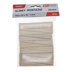 Enpro Klínky montážní dřevěné, 100 x 25 x 16 - 1 mm, 14 ks