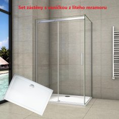 H K Obdélníkový sprchový kout HARMONY 160x80, L/P varianta včetně sprchové vaničky z litého mramoru