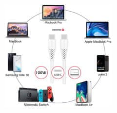 SWISSTEN Datový Kabel Swissten Tpe Usb-C/Usb-C Power Delivery 5A (100W) 1,5 M Bílý 8595217471177