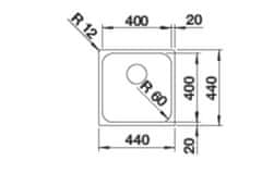 Blanco SUPRA 400-IF R12 dřez vestavný/do roviny nerez kartáčovaný nerez 526 350 - Blanco