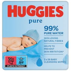 3x HUGGIES Pure Triplo Ubrousky vlhčené 56x3 ks