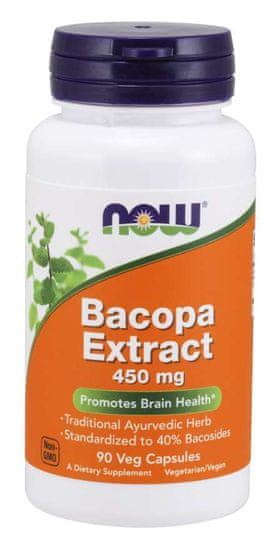 NOW Foods Bacopa monnieri (Brahmi) extrakt, 450 mg, 90 rostlinných kapslí