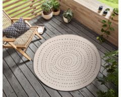 NORTHRUGS Kusový koberec Twin-Wendeteppiche 105414 Linen kruh – na ven i na doma 200x200 (průměr) kruh