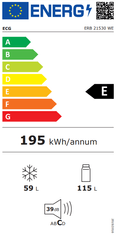 ECG chladnička ERB 21530 WE + prodloužená záruka na 5 let