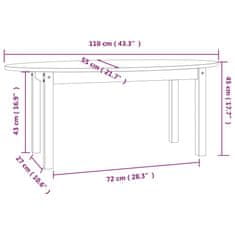 Vidaxl Konferenční stolek bílý 110 x 55 x 45 cm masivní borové dřevo