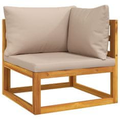 Greatstore 3dílná zahradní sedací souprava s taupe poduškami masivní dřevo