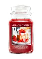 Village Candle Strawberry Pound Cake 602g vonná svíčka ve skle Jahodový koláč