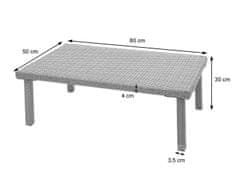 MCW Polyratanový konferenční stolek G16, zahradní stůl balkonový stůl lounge stůl, gastronomie 80x50cm ~ černá