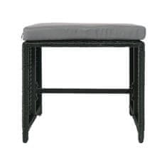 MCW Poly ratanová stolička K35, zahradní stolička, sedák stoličky ~ černá, polštář světle šedý