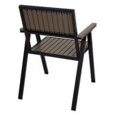 MCW Sada 2 zahradních židlí + zahradní stůl J95, židle stůl, gastro venkovní nátěr, hliníkový vzhled dřeva ~ černá, šedá